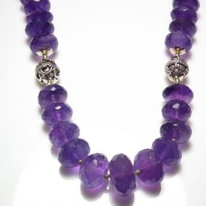 Natural Amethyst Quartz Faceted Beads Necklace,..