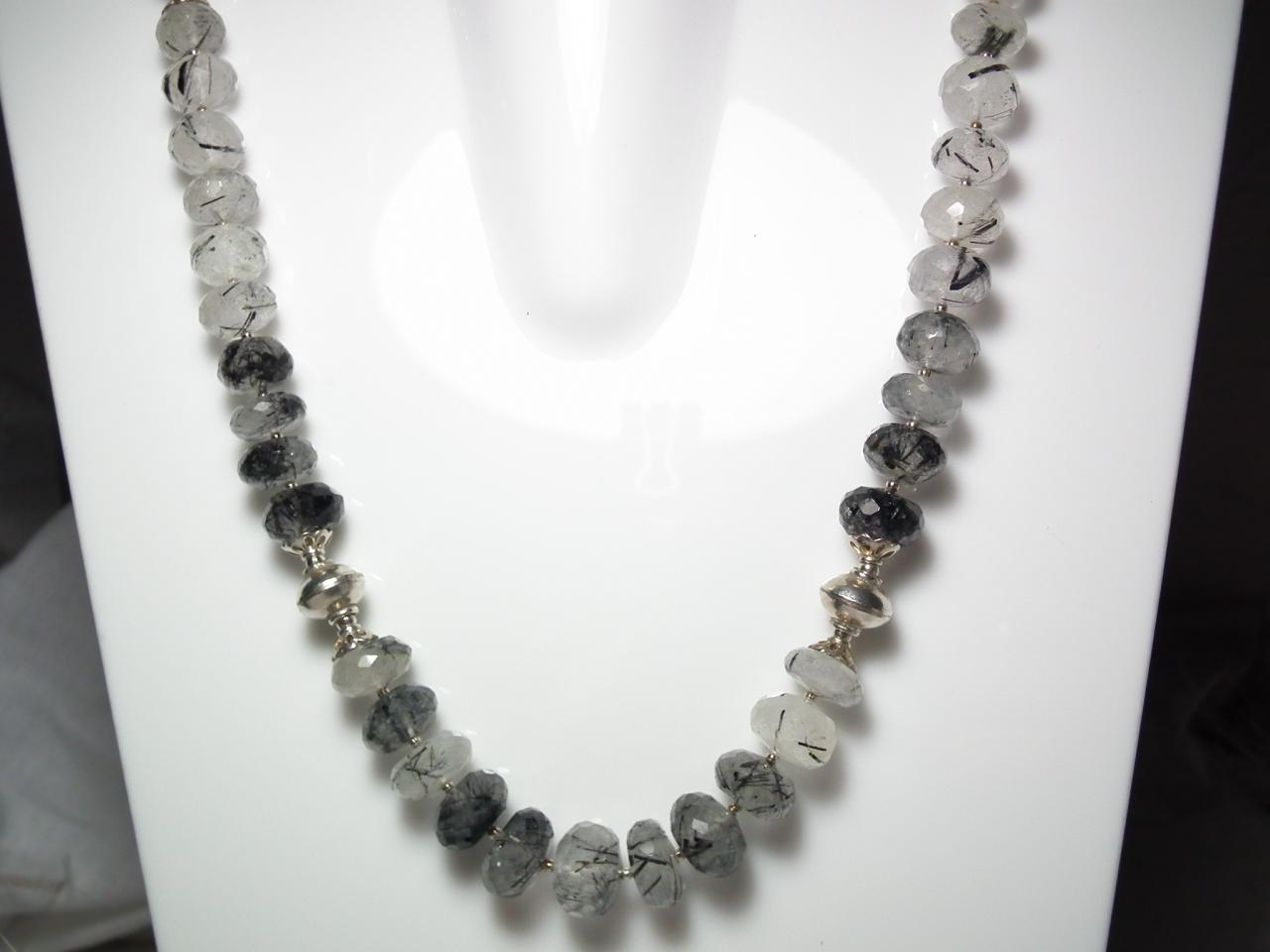 Natural Rutile Quartz Necklace, Semi Precious Stone Necklace,karen Silver,weight-370-cts